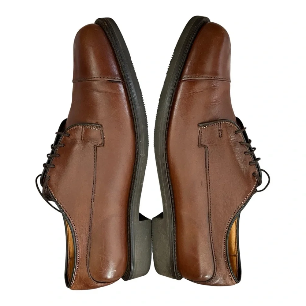 Allen Edmonds Bergland Brown Leather Derby Shoe Mens Size 7 D Lace-up Cap Toe